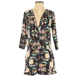 Micky London Tribal Abstract Watercolor Boho Plunge Lightweight Romper Size S